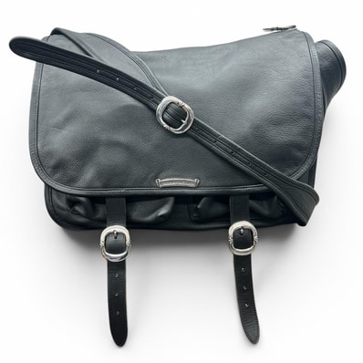 CHROME HEARTS 希少 極美品 クロムハーツ SOFT SHOULDER LARGE ソフトショルダー ラージ ガンスリンガー ショルダーバッグ インボイス付属 スクロールラベル ダガー ブラック レザー Aランク 中古 鑑定済