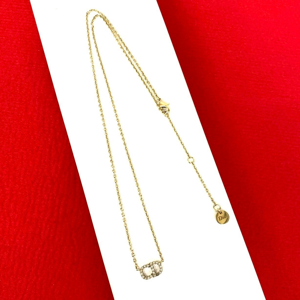 Christian Dior ディオール CD ロゴ GP ラインストーン ネックレス ゴールド
73931