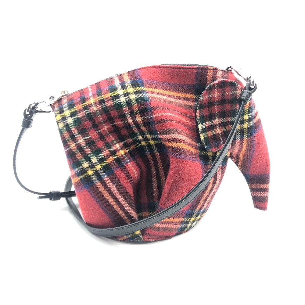 ロエベ LOEWE ミニバッグ 118.50.M93 チェック柄 カバン 2WAY ショルダーバッグ キャンバス/レザー レッド レッド系×マルチカラー