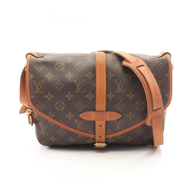 ルイ・ヴィトン LOUIS VUITTON ソミュール30 ショルダーバッグ バッグ PVCコーティングキャンバス レザー モノグラム レディース ブラウン系 M42256 【中古】
