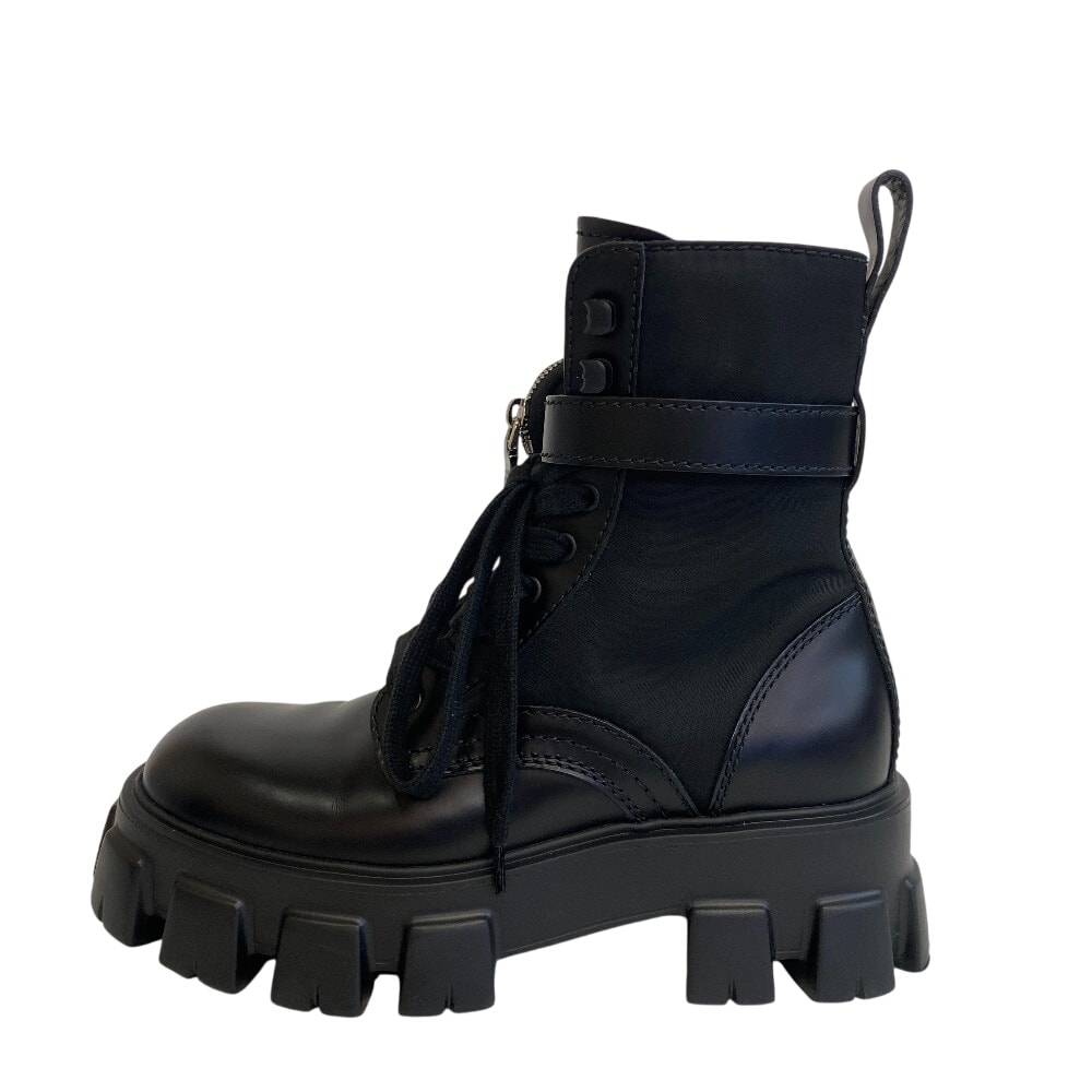 プラダ PRADA ブーツ トライアングルロゴ モノリス Re Nylon ショートブーツ 2UE007 ブラック