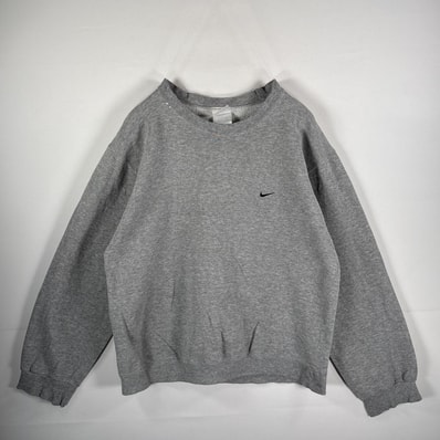 古着 90's/90年代 ナイキ NIKE USA製 スウェット ワンポイントロゴ刺繍 クルーネック 厚手 M グレー メンズ