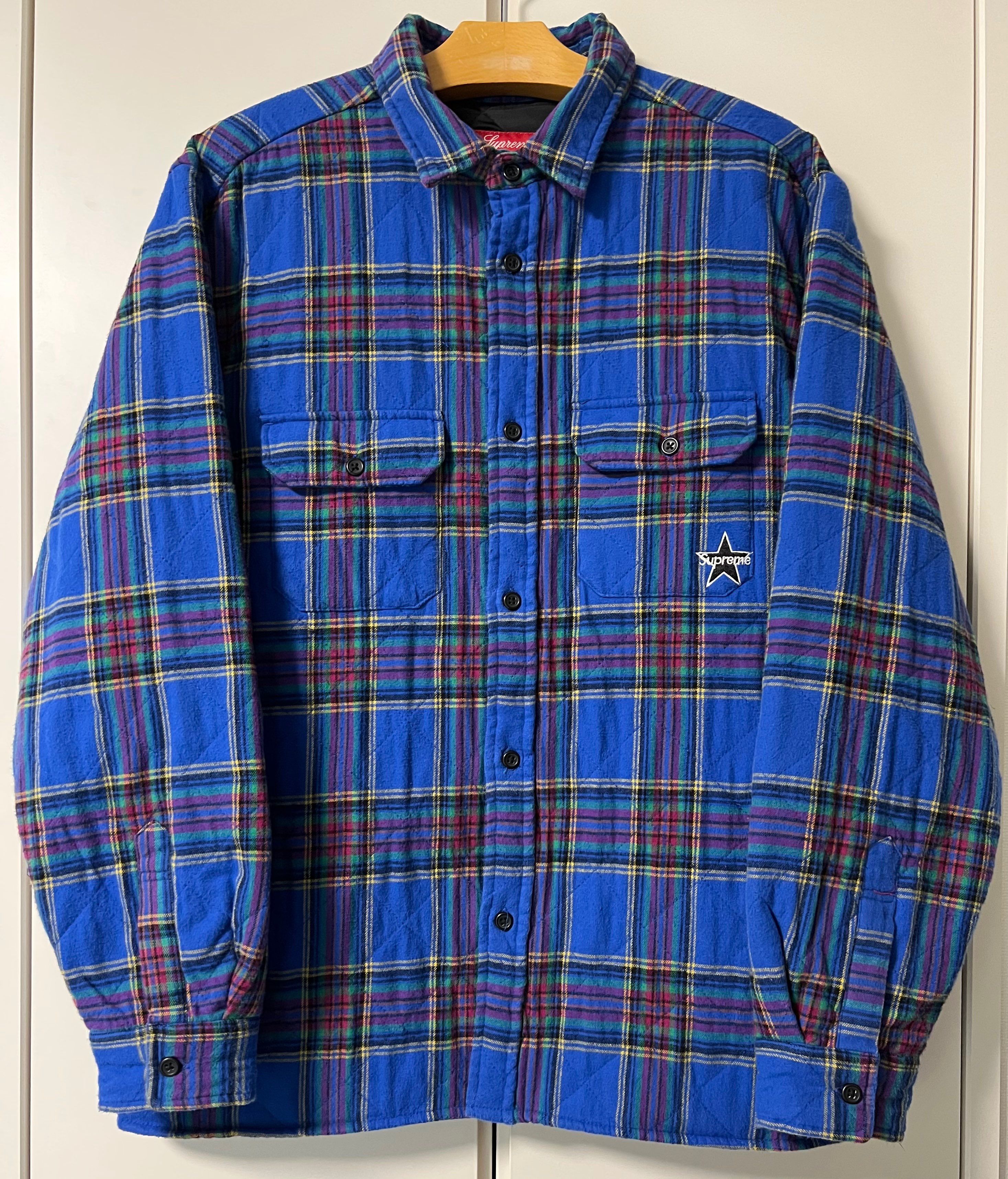 Supreme Quilted Plaid Flannel Shirt "Dusty Royal"
