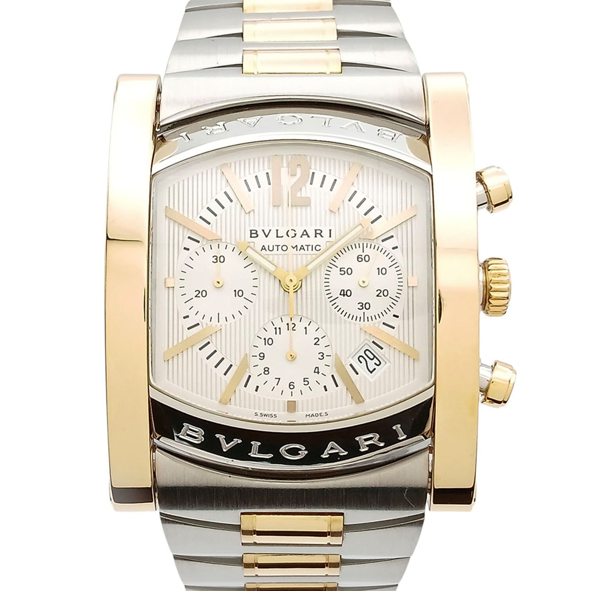 BVLGARI ブルガリ アショーマ クロノグラフ 18K/SS シルバー 腕時計 AA48C6SGDCH K18イエローゴールド  シルバー  メンズ【中古】