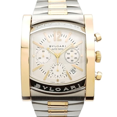 BVLGARI ブルガリ アショーマ クロノグラフ 18K/SS シルバー 腕時計 AA48C6SGDCH K18イエローゴールド シルバー メンズ【中古】
