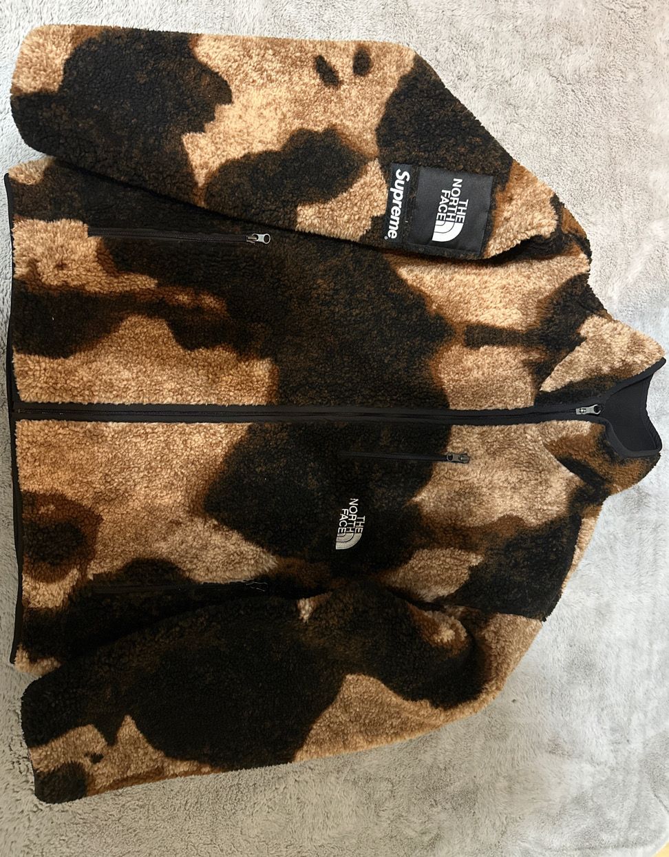 Supreme x The North Face Bleached Denim Print Fleece Jacket "Black"