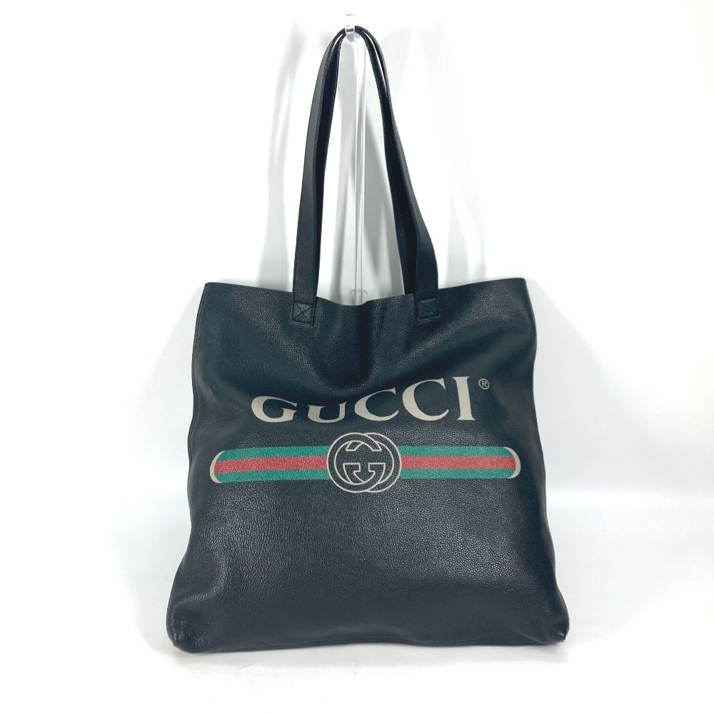 グッチ GUCCI ロゴプリント 572768 シェリーライン 肩掛け カバン ショルダーバッグ トートバッグ レザー ブラック