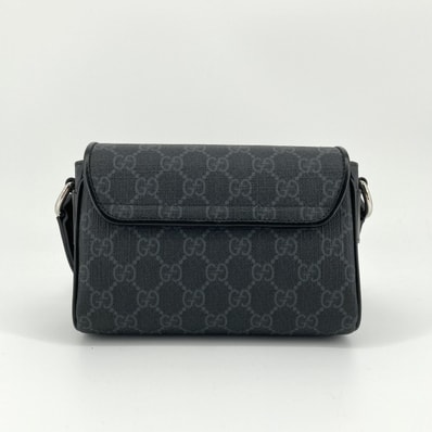 GUCCI(グッチ) GGスプリーム コーティングキャンバス シルバー金具 ウェブストライプストラップ 791741 ショルダーバッグ ブラック