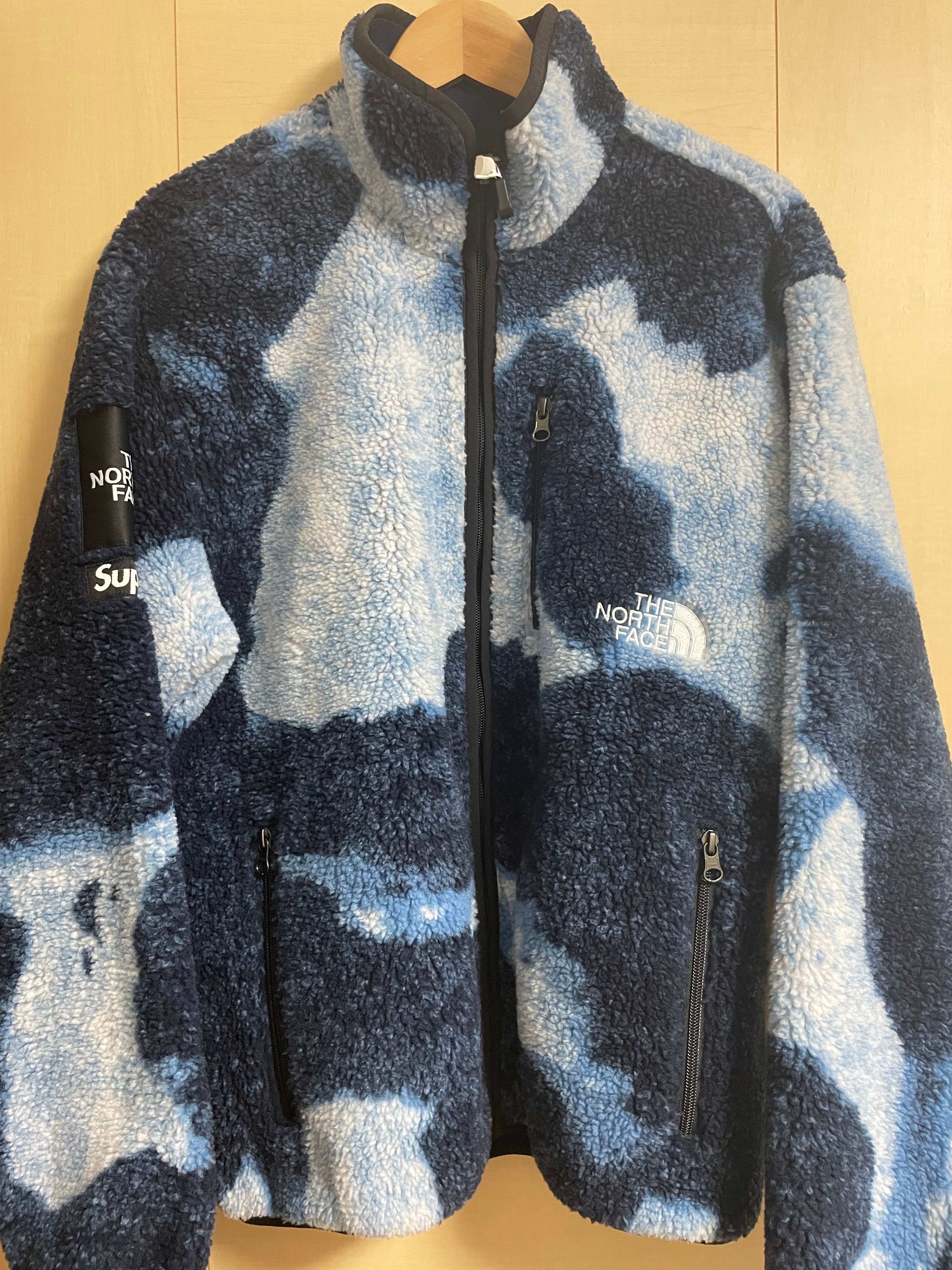 Supreme x The North Face Bleached Denim Print Fleece Jacket "Indigo"