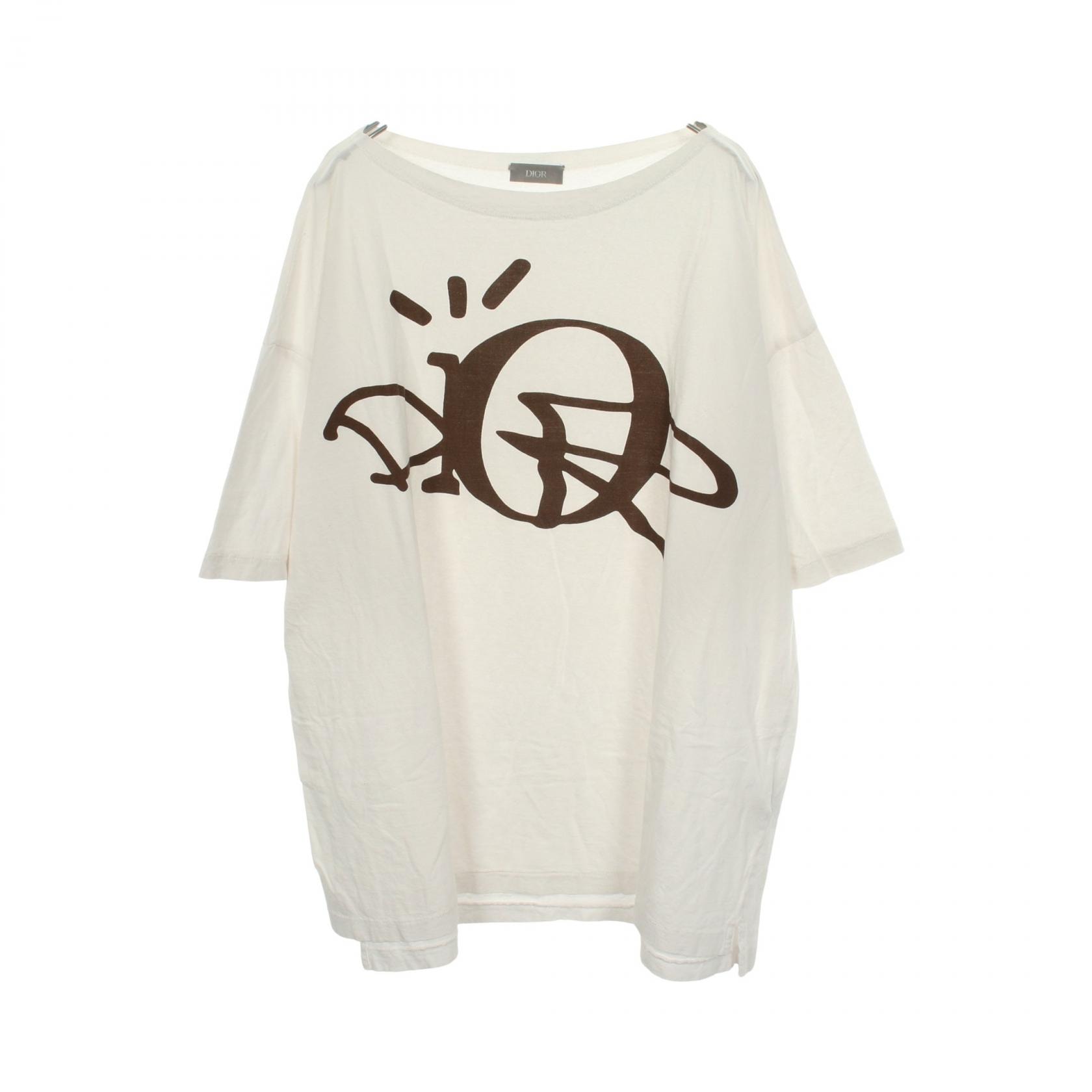 ディオール Dior Dior × Travis Scott プリント 半袖Tシャツ 衣料品 トップス コットン レディース ホワイト系 【中古】
