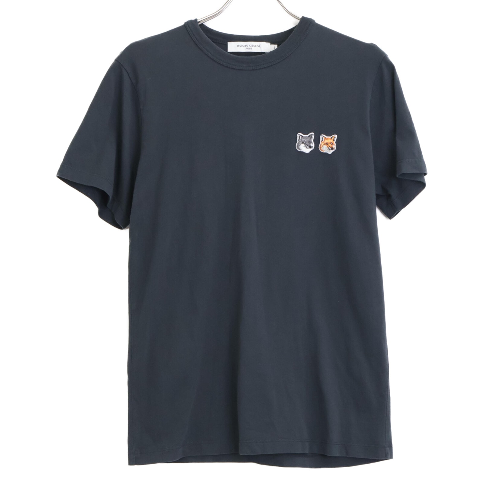 メゾンキツネ ブラック BU00103KJ0008 ダブルフォックスヘッド Tシャツ XXS