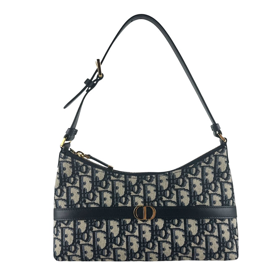 クリスチャンディオール Christian Dior ショルダーバッグ 30モンテーニュ ホーボーミニバッグ キャンバス/レザー ネイビー レディース S2381UTZQ_M928【中古】 z10290