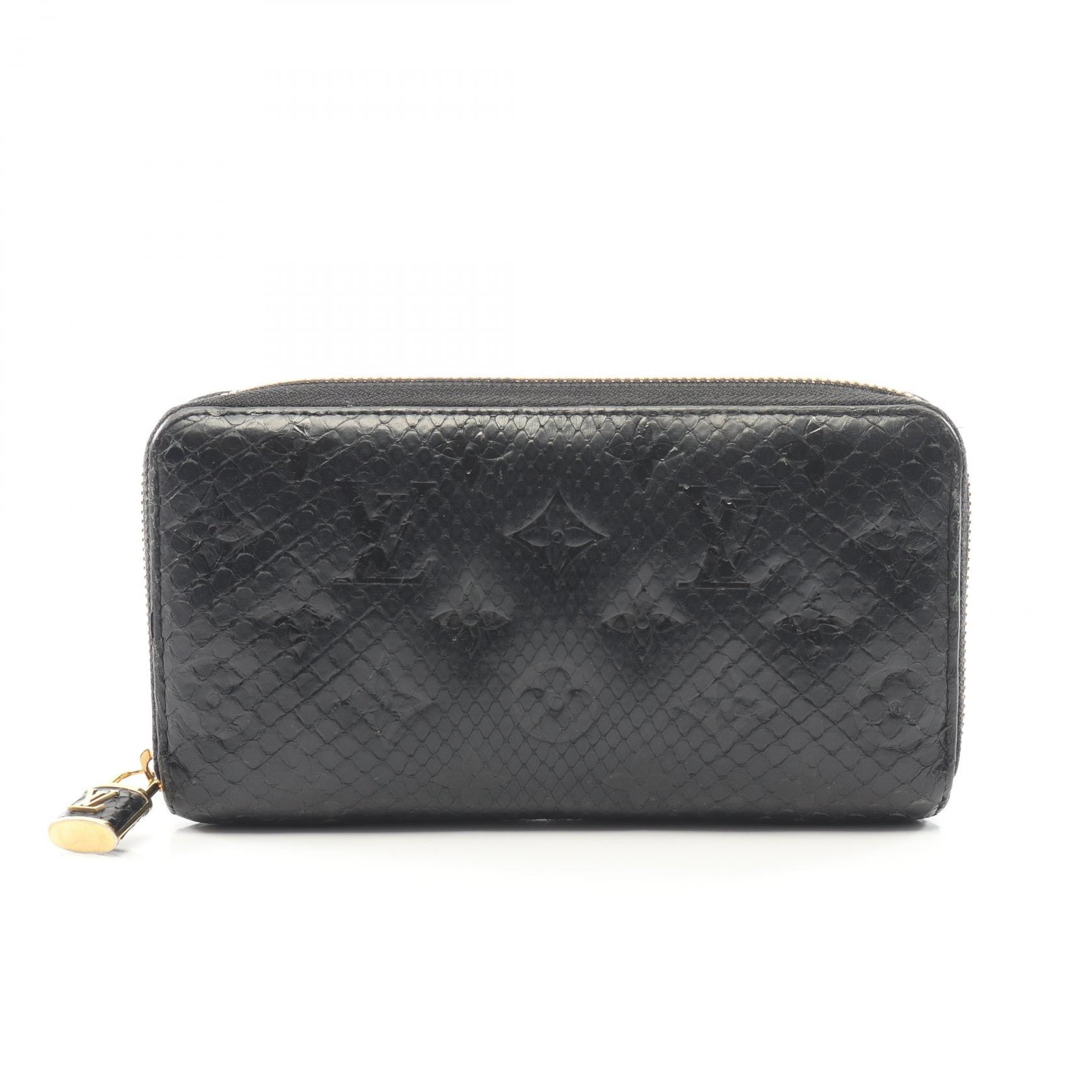 ルイ・ヴィトン LOUIS VUITTON ジッピーウォレット モノグラムパイソン ノワール ラウンド長財布 財布 エキゾチックレザー レディース ブラック系 N80686 【中古】