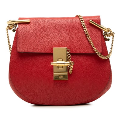 クロエ ドリュー チェーン ショルダーバッグ レッド レザー レディース Chloe 【中古】