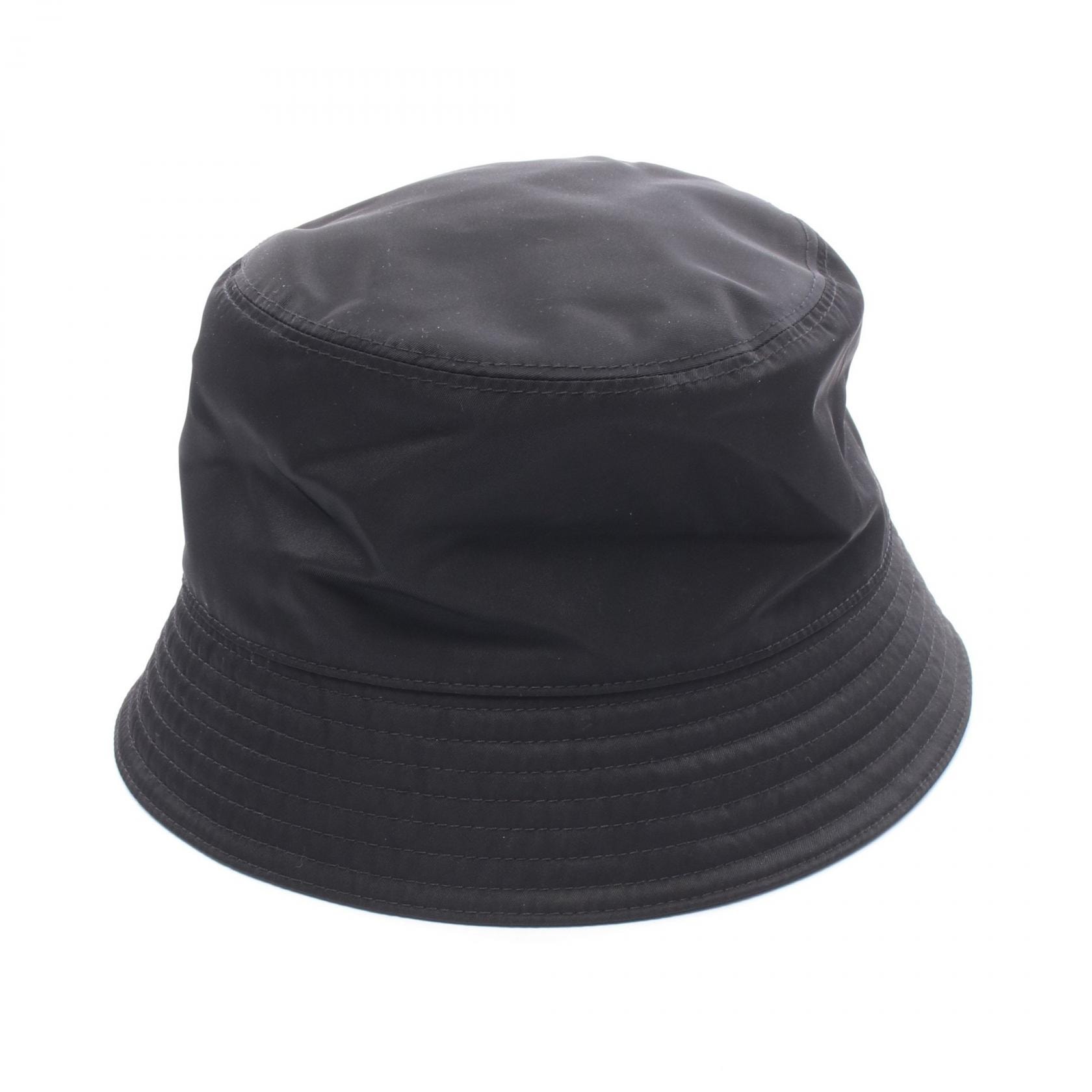 プラダ PRADA Re-Nylon バケット ハット 帽子 ナイロン メンズ レディース ブラック系 【中古】