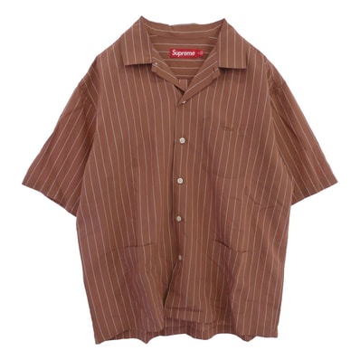 Supreme シュプリーム 半袖シャツ 25SS Stripe Pajama Shirt ストライプ パジャマ 半袖 シャツ ブラウン系 M【極上美品】【中古】