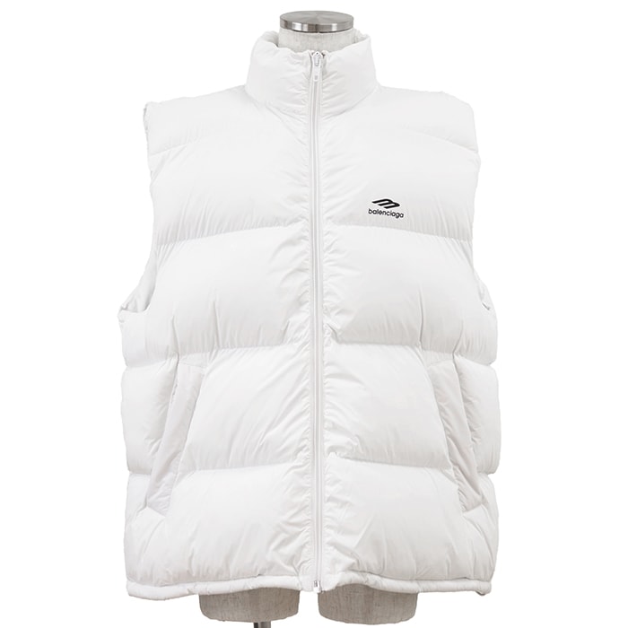 【新品同様】BALENCIAGA バレンシアガ ダウンベスト サイズ 44 メンズ 2023年製 スキーウェア ナイロン100% ダウンジャケット アウター タグ/ハンガー付属 ホワイト 白 イタリア製