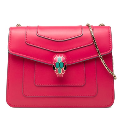 ブルガリ セルペンティ フォーエバー チェーン ショルダーバッグ ピンク レザー レディース BVLGARI 【中古】