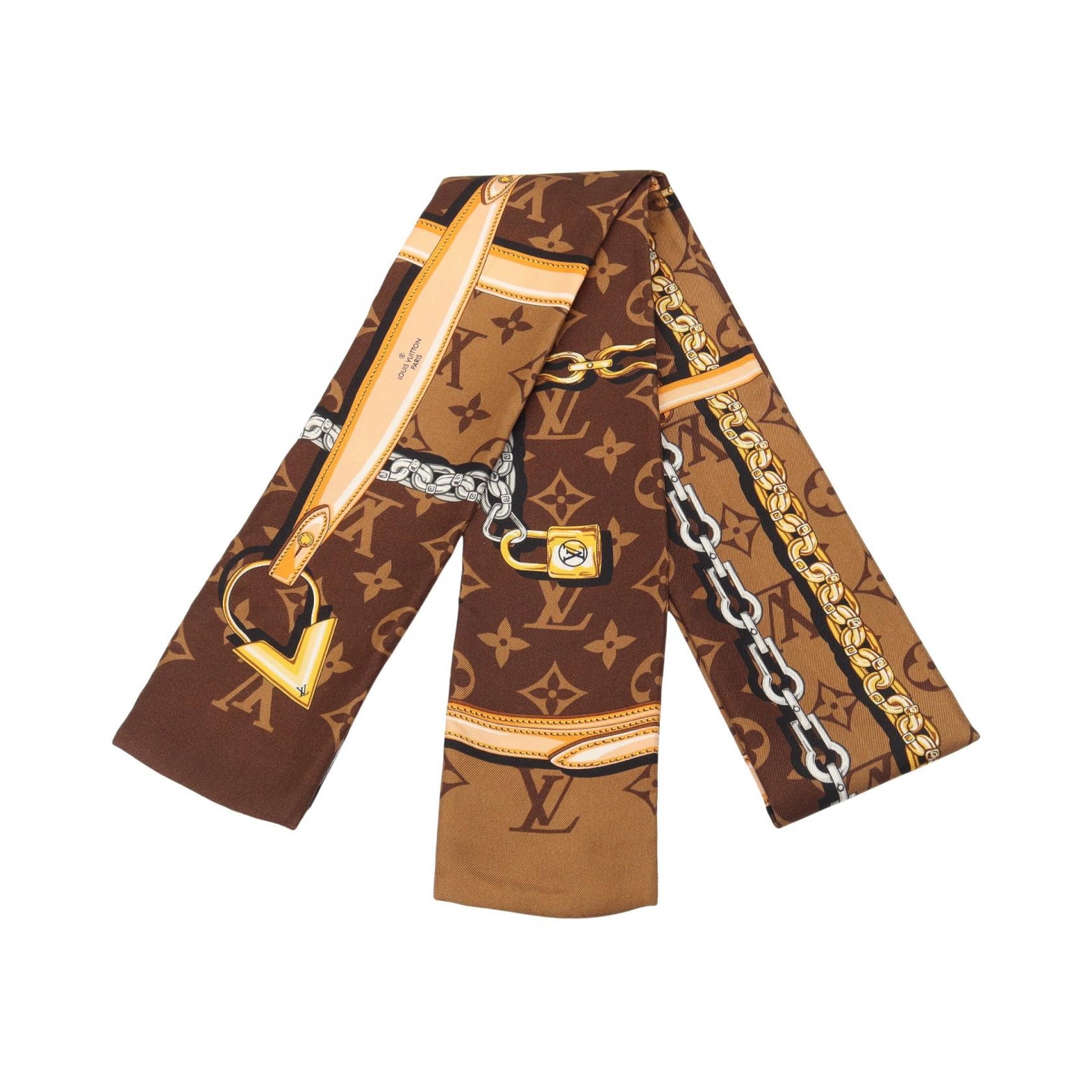 ルイ・ヴィトン LOUIS VUITTON バンドー モノグラム コンフィデンシャル マロン スカーフ 衣料品 シルク レディース ブラウン系 / マルチカラー M78655 【中古】