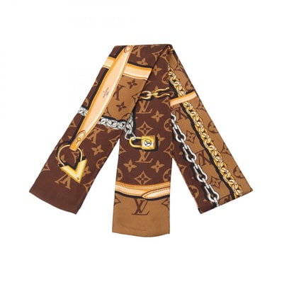 ルイ・ヴィトン LOUIS VUITTON バンドー モノグラム コンフィデンシャル マロン スカーフ 衣料品 シルク レディース ブラウン系 / マルチカラー M78655 【中古】