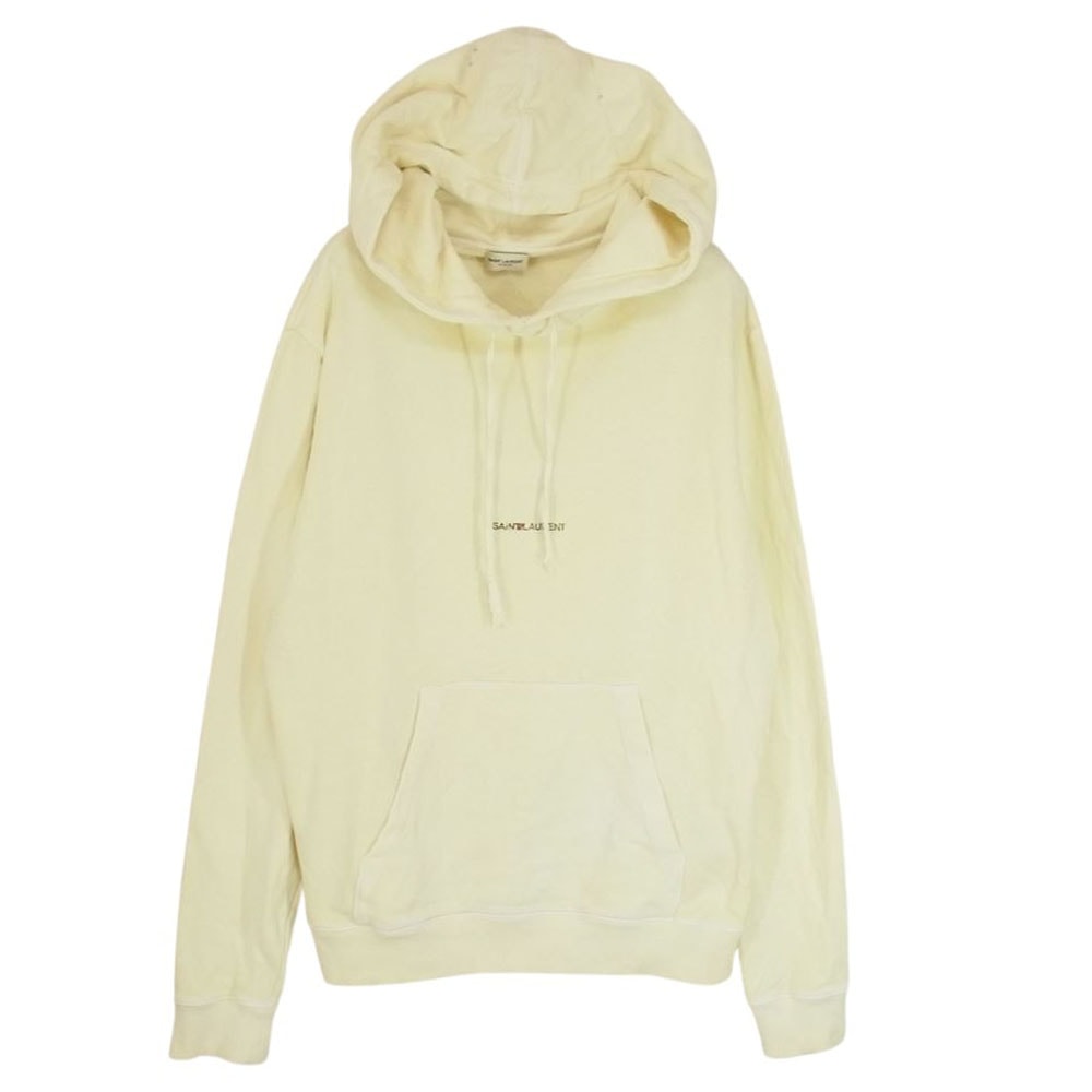 SAINT LAURENT サンローラン パーカー 39TZ 557555 YB2YE 7440 PARIS パリ フロントロゴ ユーズド加工 プルオーバー パーカー イエロー系 S【中古】