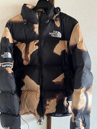 Supreme x The North Face Bleached Denim Print Nuptse Jacket "Black"