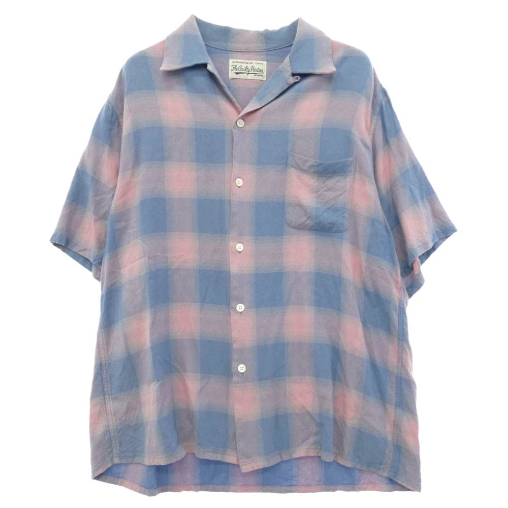 WACKO MARIA ワコマリア 22SS 22SS-WMS-OC17 OMBRE CHECK OPEN COLLAR SHIRT オンブレチェック オープンカラー 半袖シャツ ブルー系 ピンク系 XL【中古】