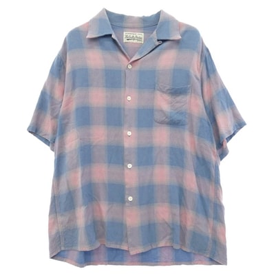WACKO MARIA ワコマリア 22SS 22SS-WMS-OC17 OMBRE CHECK OPEN COLLAR SHIRT オンブレチェック オープンカラー 半袖シャツ ブルー系 ピンク系 XL【中古】