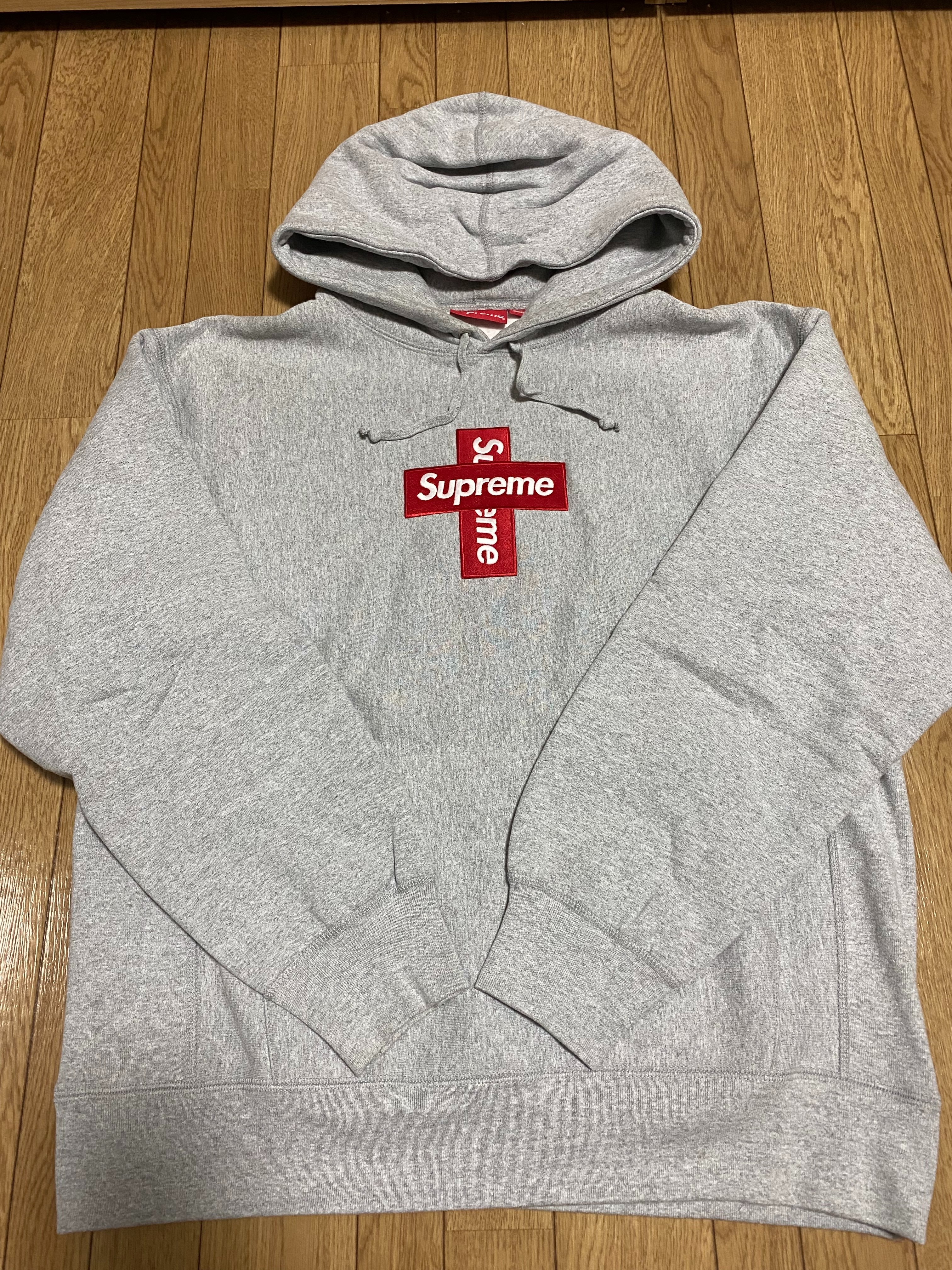 Supreme Cross Box Logo Hooded Sweatshirt "Grey"
