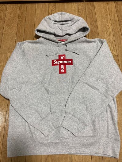 Supreme Cross Box Logo Hooded Sweatshirt "Grey"