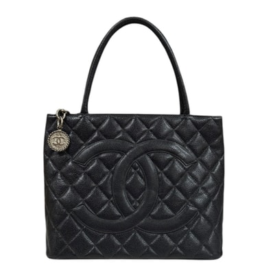 シャネル 復刻トート マトラッセ トートバッグ キャビアスキン A01804 ブラック レディース CHANEL 中古