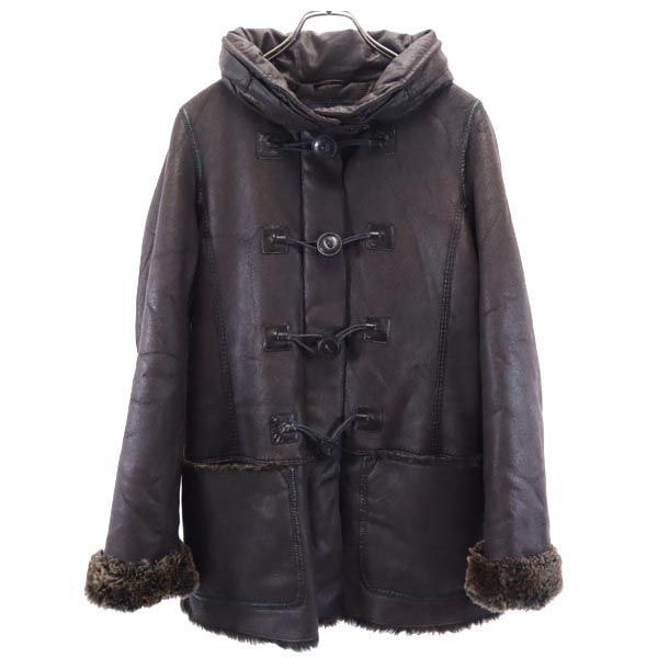 ARMANI JEANS アルマーニジーンズ フェイク レザージャケット USA 4 焦茶 裏ファー