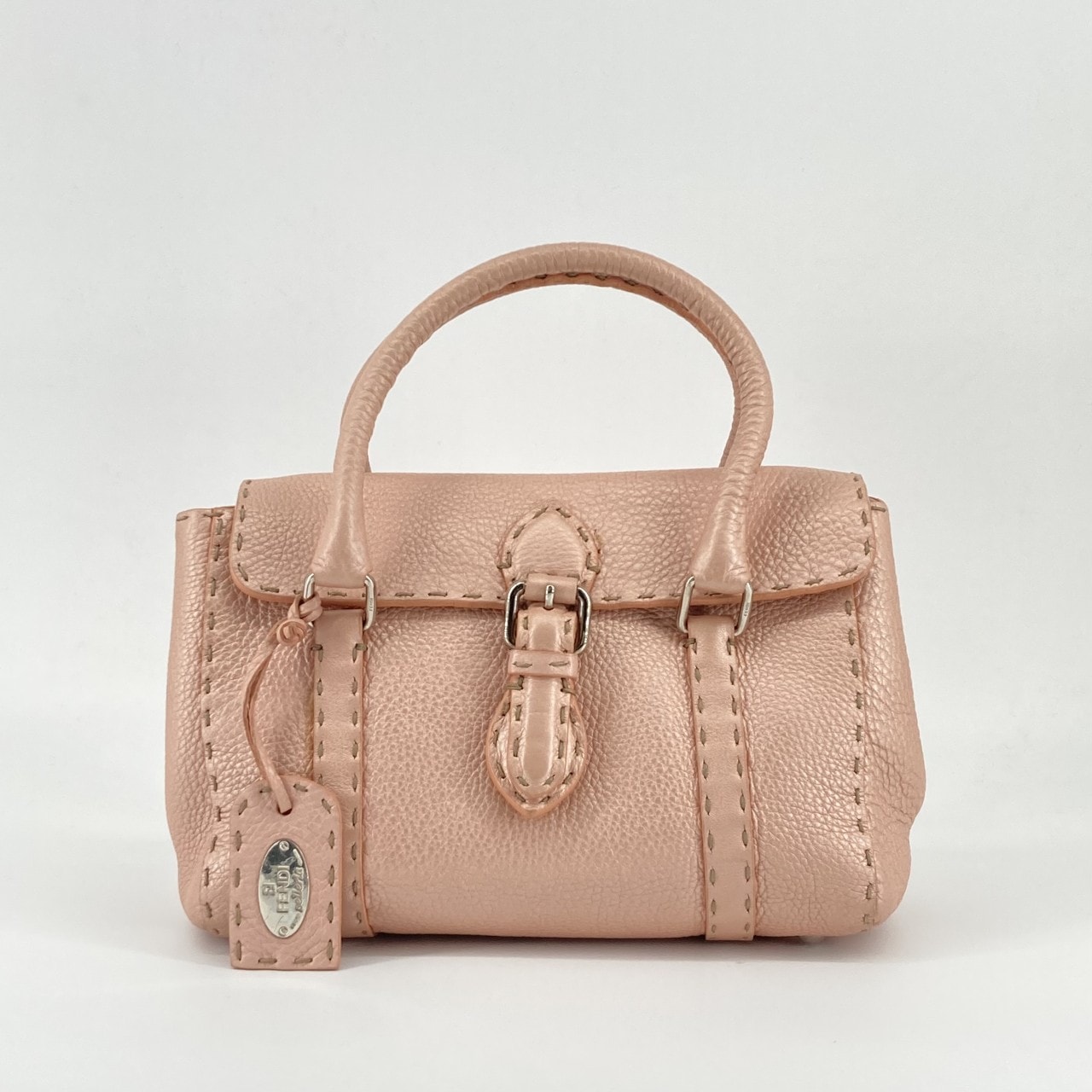 FENDI(フェンディ) セレリア ミニリンダ カーフレザー 8BR486 ハンドバッグ メタリックピンク