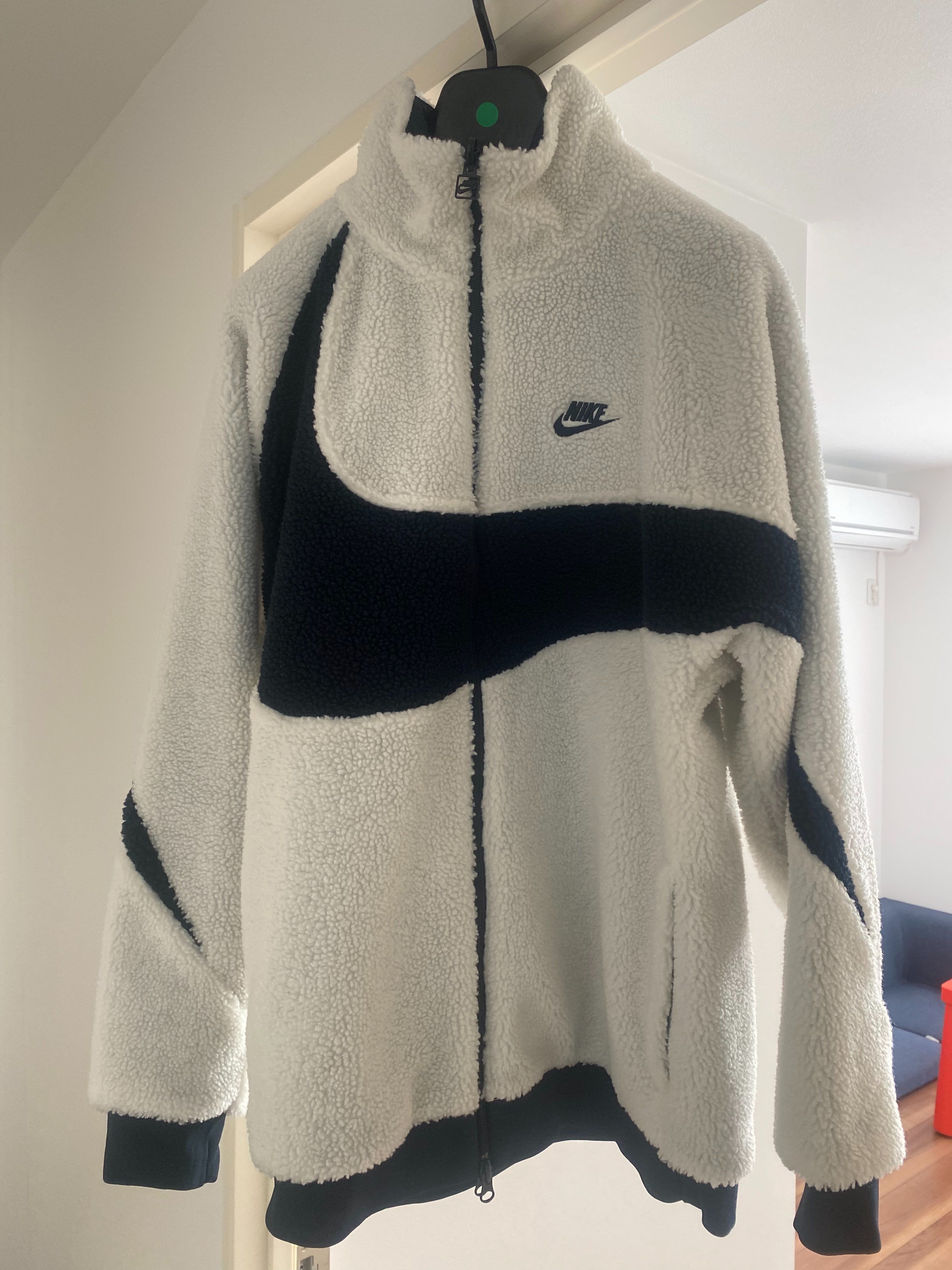 Nike Big Swoosh Reversible Boa Jacket "Sail/Dark Obsidian"