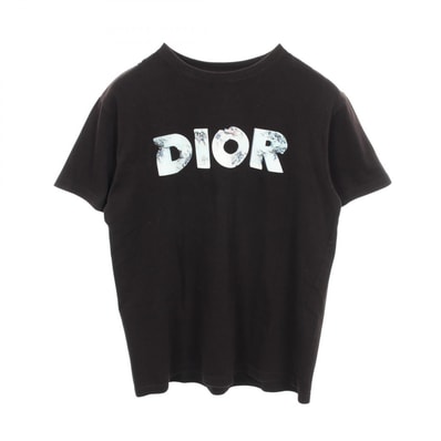 ディオール Dior DIOR × DANIEL ARSHAM ロゴプリント 半袖Tシャツ 衣料品 トップス コットン メンズ ブラック系 023J615B0554 【中古】