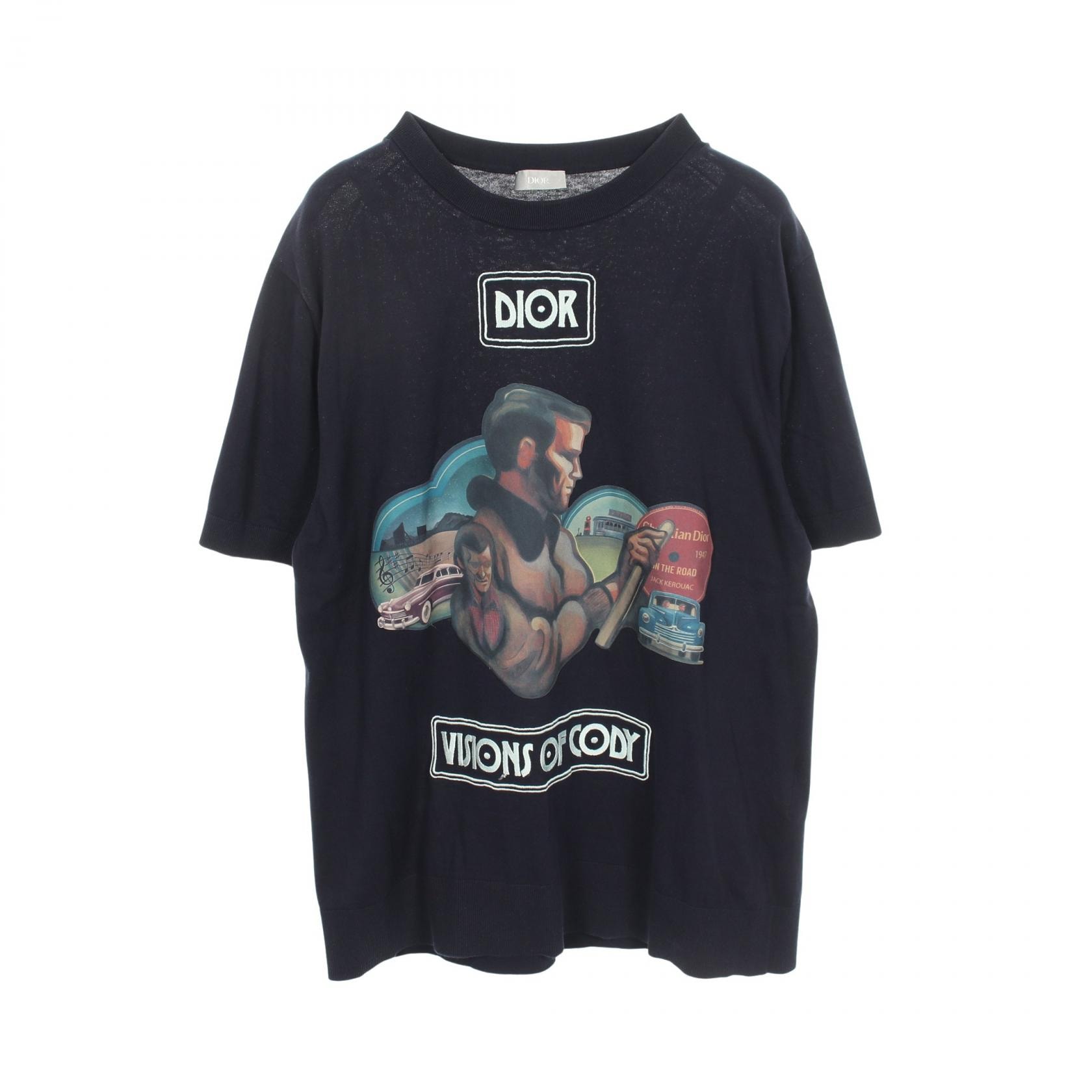 ディオール Dior DIOR × JACK KEROUAC 半袖Tシャツ 衣料品 トップス コットン メンズ ネイビー系 / マルチカラー 【中古】