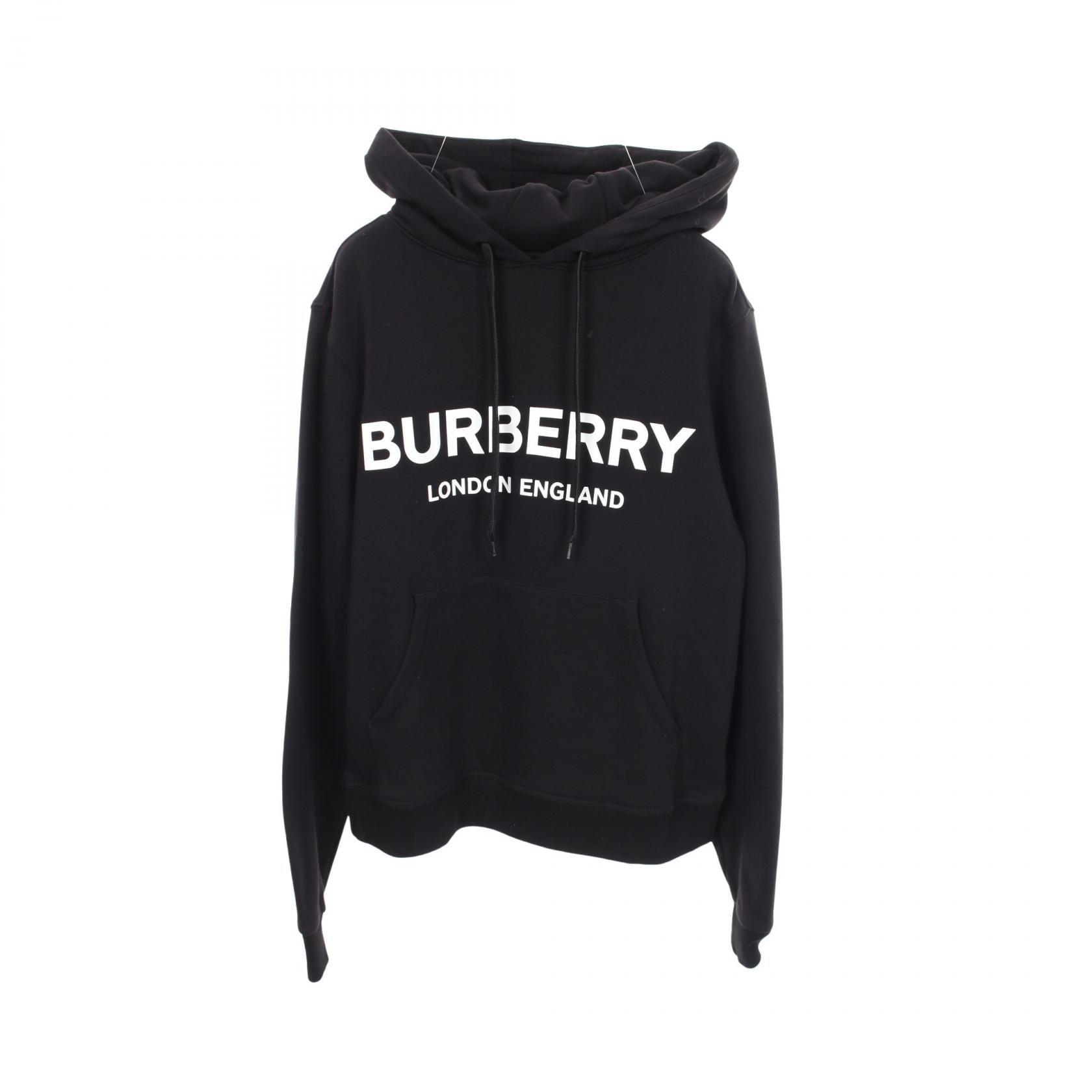 バーバリー BURBERRY ロゴプリント フーディ パーカー 衣料品 トップス コットン レディース ブラック系 【中古】