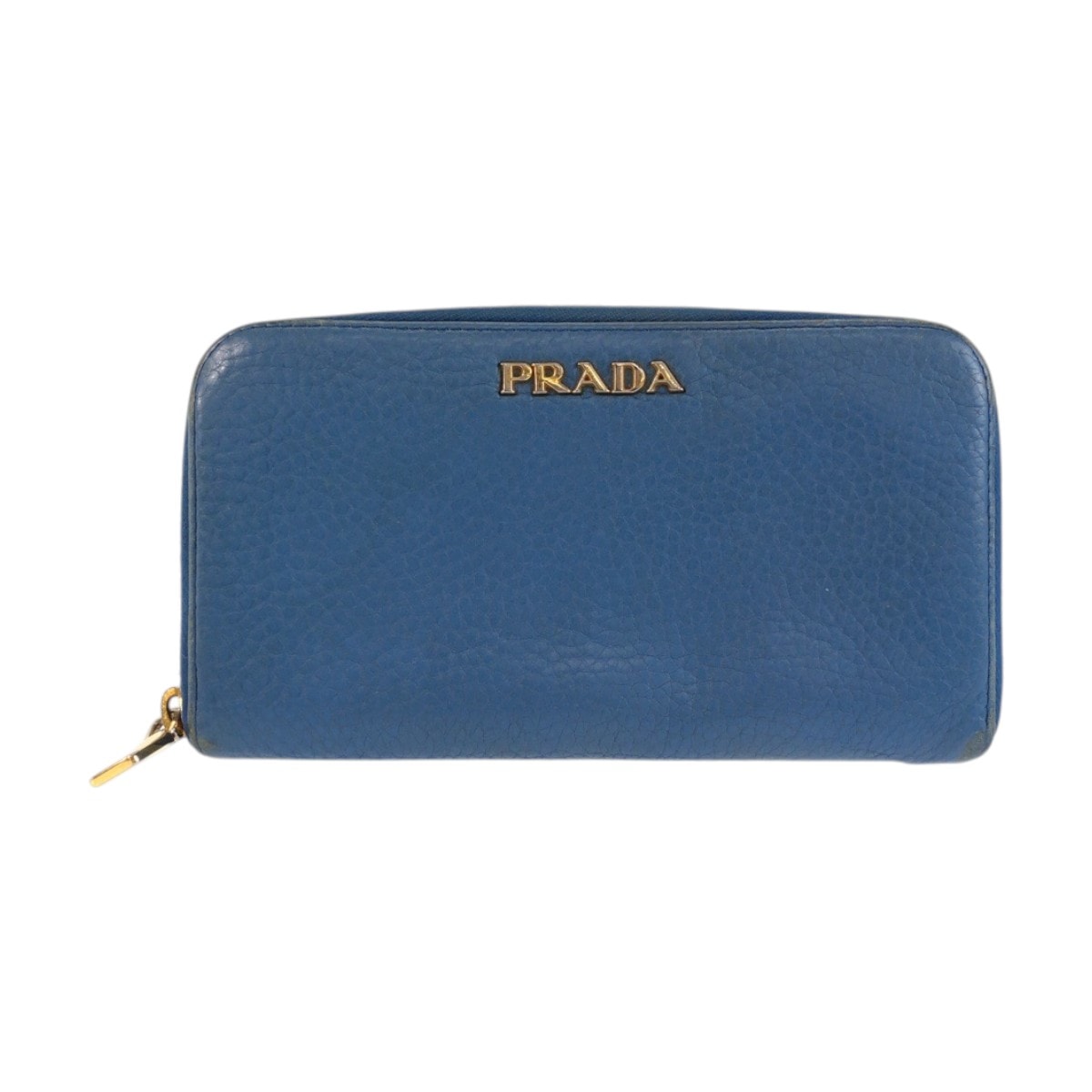 PRADA プラダ ブルー ゴールド金具 レザー 長財布 ロングウォレット 601613 【中古】