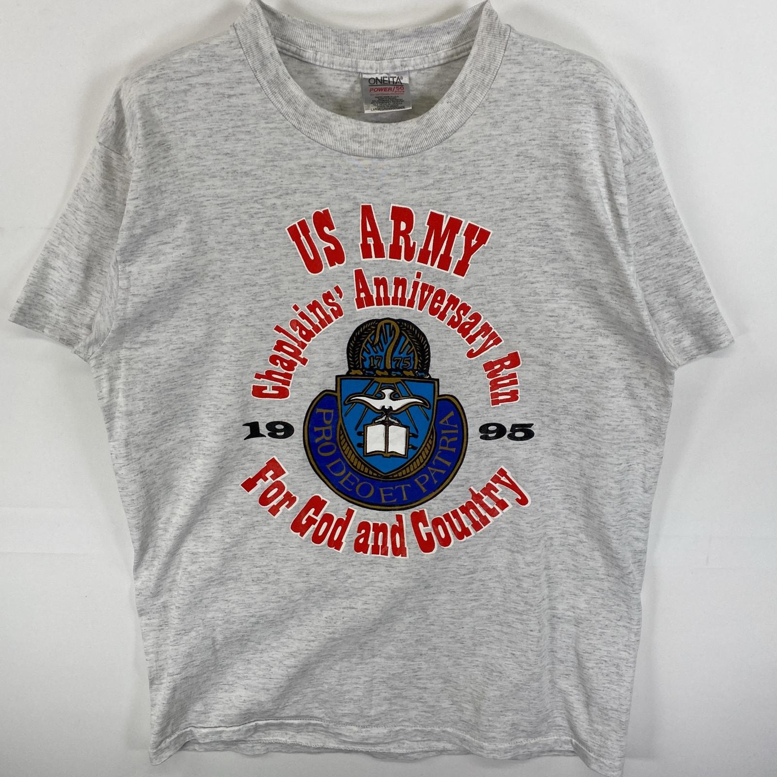 古着 90's/90年代 ヴィンテージ オニータ ONEITA 半袖Tシャツ USARMY シングルステッチ USA製 LARGE グレー 無地 メンズ