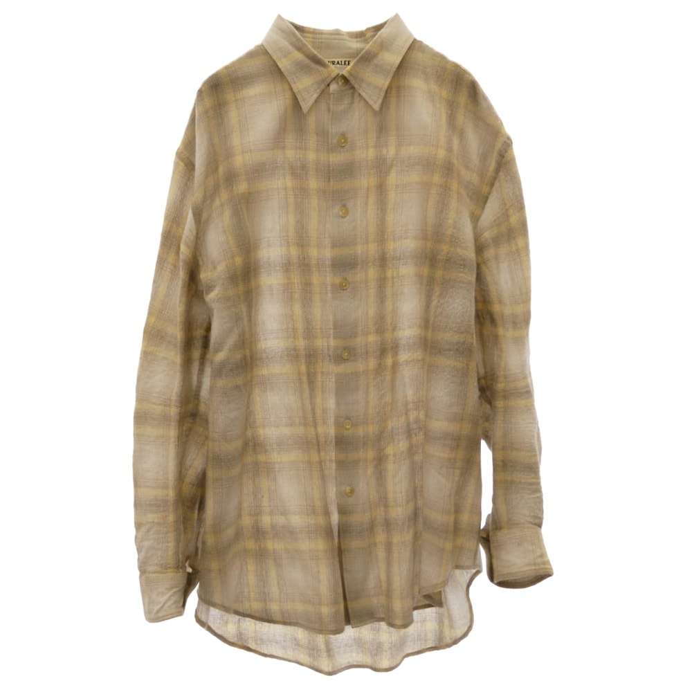 AURALEE オーラリー 長袖シャツ 24AW A24AS01WN AIRY WOOL CHECK SHIRT ウール チェック レギュラーカラーシャツ シングルカフス マルチカラー系 4【中古】