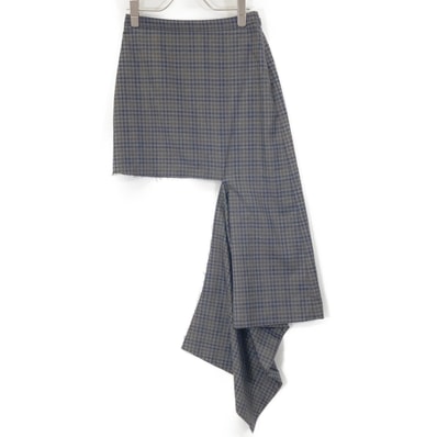 バレンシアガ ブラック 470546 チェック柄 カッティングスカート 34