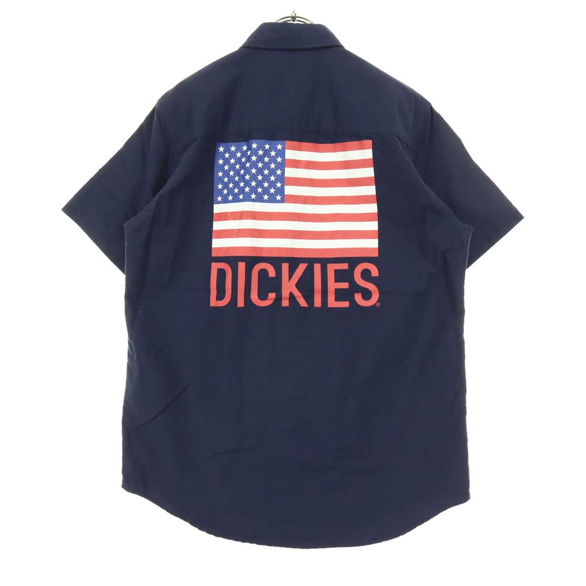 Dickies ディッキーズ ロゴプリント 半袖 ボタンダウンシャツ M ネイビー