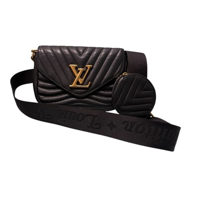 LOUIS VUITTON ルイヴィトン キルティングレザー ニューウェーブ ミュルティ ポシェット ブラック レザー ショルダーバッグ S1-00169 【中古】