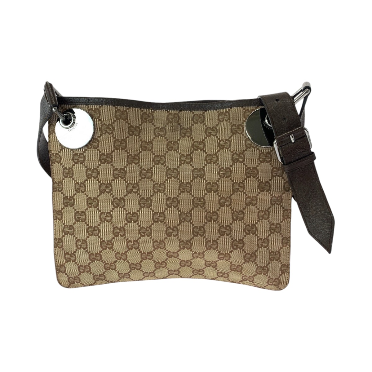 GUCCI グッチ ブラウン シルバー金具 GGキャンバス ショルダーバッグ ポシェット 506611 【中古】