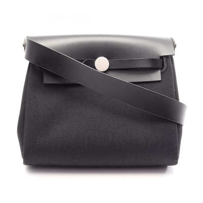 エルメス HERMES エールバッグジップ ミニ ショルダーバッグ バッグ キャンバス レザー ヴァッシュハンター トワルミリタリー レディース ブラック系 【中古】