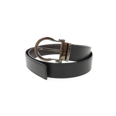 【中古】サルヴァトーレフェラガモ Salvatore Ferragamo リバーシブル レザー ベルト ブラックxダークブラウン【サイズ表記なし】【メンズ】