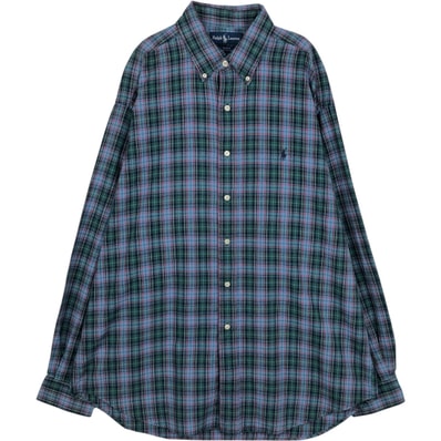 古着 ラルフローレン Ralph Lauren BLAKE 長袖 ボタンダウンチェックシャツ メンズL相当/eaa650128
