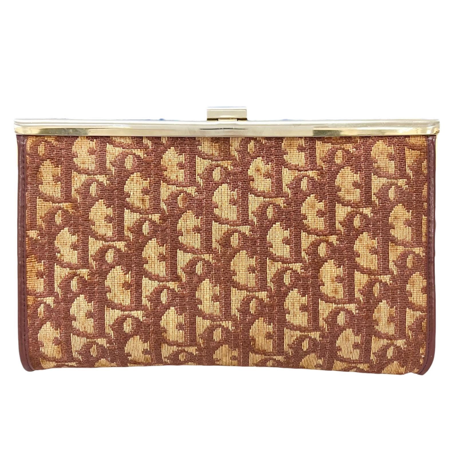 Dior ディオール オールドディオール クラッチバッグ キャンバス ブラウン レディース トロッター柄【中古】