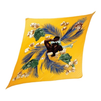 HERMES エルメス カレ90 プリーツ スカーフ TURBANS DES REINES 王妃のターバン シルク レディース 【中古】