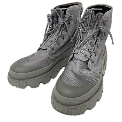 モンクレール GENIUS ジーニアス x HYKE ハイク 【美品】23SS DESERTYX ANKLE BOOTS バックロゴ メッシュ/ラバー レースアップ アンクルブーツ 42